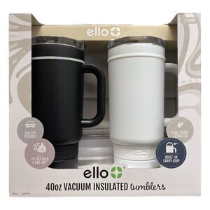 Black/White - Ello Port 40-oz. Stainless Steel Leak-Proof Easy Clean Tumbler wit